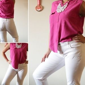 Anne Carson Sleeveless hot pink top